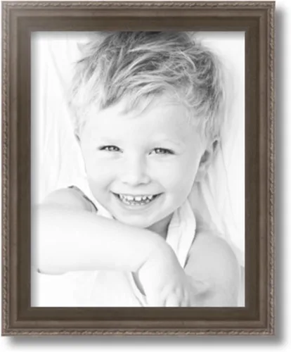 Vista 3 de ArtToFrames 11 x 14 pulgadas, marco de fotos de madera con detalles metálicos, color plateado envejecido, WOMD5027-11x14