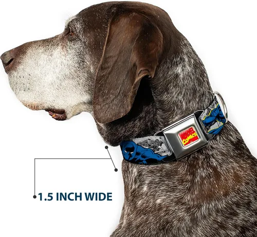 Vista 7 de Collar de perro hebilla de cinturón de seguridad Black Panther Poses Stacked Comics Grises Amarillo Azul Rojo 9 a 15 pulgadas 1.0 pulgadas de ancho