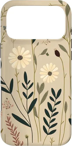 Vista 22 de Funda bohemia para iPhone 12/12 Pro beige y marrón con flores silvestres