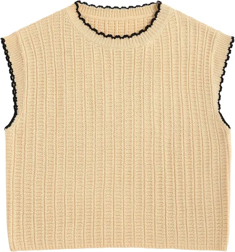 Vista 7 de ZAFUL Suéter de manga casquillo para mujer, chaleco de bloque de color, sin mangas, 2023, de moda, Y2K, recortado, de punto, sin botones