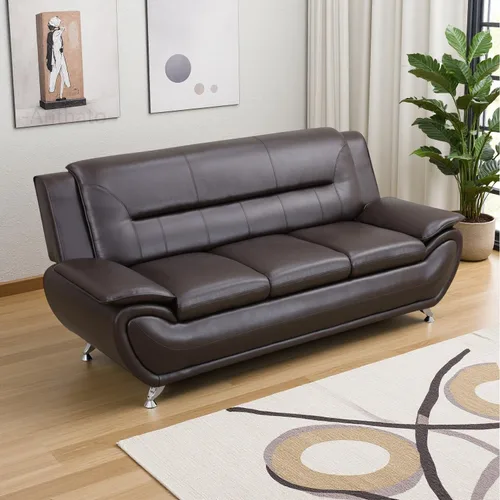 Vista 23 de Sofá seccional de cuero negro, juego de muebles de sala de estar, juego de 2 piezas de sofá moderno para sala de estar, apartamento, oficina, negro#1