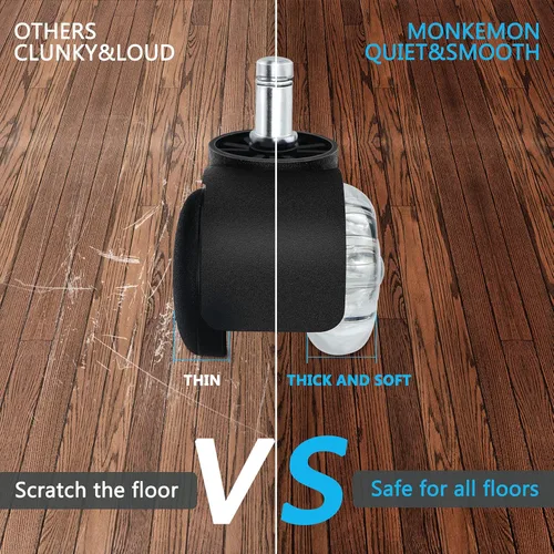 Vista 3 de Ruedas giratorias para silla de oficina, juego de 5, ruedas dobles de 2 pulgadas, rueda de repuesto para silla de escritorio de computadora, ruedas