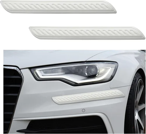 Vista 7 de 2 piezas de tiras antiarañazos para parachoques de coche, protector de esquinas delanteras y traseras, protector de parachoques de goma