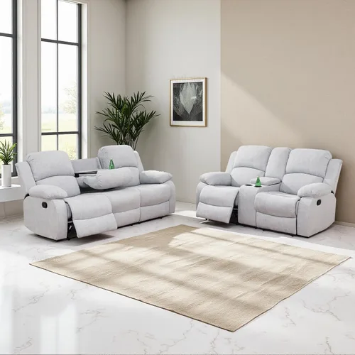 Vista 44 de Juego de sofá reclinable manual de cuero, juego de sofá reclinable negro, juego de muebles de sala de estar, sofá biplaza reclinable