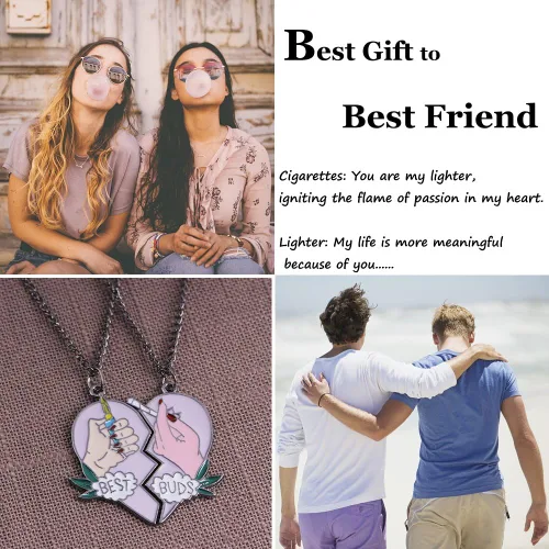 Vista 3 de Collar para mejores amigos de Buds, 2 juegos de collares con colgante de corazón dividido BFF para niñas