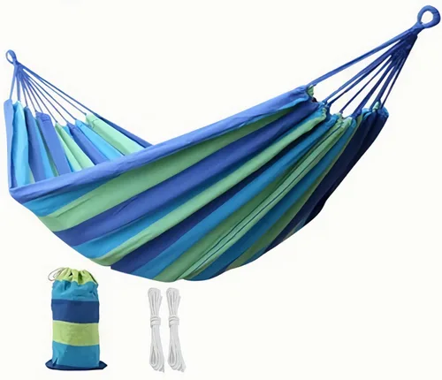 KNC Hamaca de tela de jardín para acampar con correas de árbol para colgar hamaca duradera de hasta 550 libras, 2 personas, hamaca portátil con
