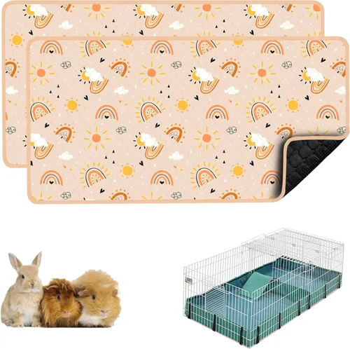 Vista 25 de Ropa de cama para cobayas, 2 paquetes de forro lavable para jaula de 49x24 pulgadas, almohadillas súper absorbentes lavables, impermeables
