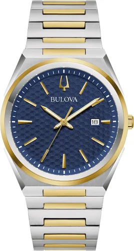 Vista 9 de Bulova Mens Dress Classic Quartz Two Tone Stainless Steel Watch, Patterned Dial, 39mm Plateado