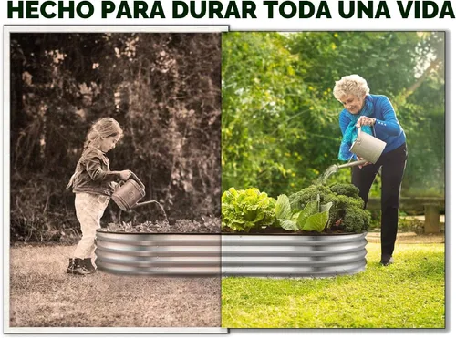 Vista 4 de Plant & Plot Camas de jardín elevadas galvanizadas para exteriores/ 4 x 2 × 1 pie (paquete de 2) macetas elevadas para jardinería, verduras Negro