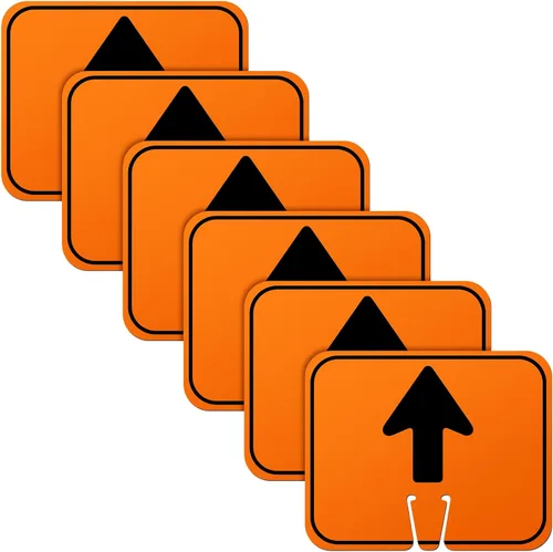 Vista 11 de Geetery 6 letreros de desviación naranja con flecha de tráfico, cono de carretera, direccional superior izquierda, derecha, flechas rectas