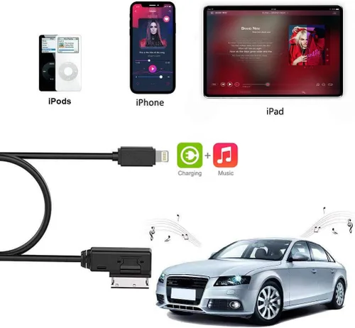 Vista 3 de Wahbite AMI MMI MDI - Cable adaptador de interfaz auxiliar para iPhone 13 12 11 Xs Max XR X 8 7 6 compatible con Audi A3/A4/A5/A6/A8/S4/S6/S8/TT