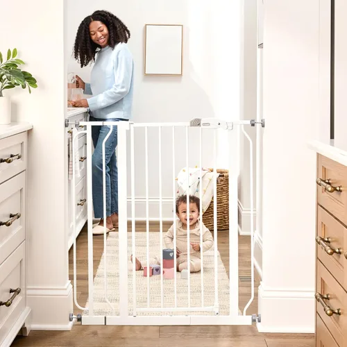 Vista 15 de Regalo Easy Step - Puerta de seguridad extra ancha de 49 pulgadas para bebé, incluye kit de extensión de 4 pulgadas y 12 pulgadas, kit de montaje a