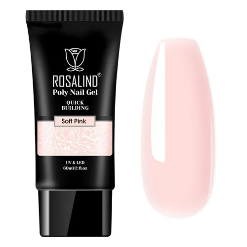 ROSALIND Gel de uñas de poliéster rosa, gel de extensión de poliéster rosa suave de 2 onzas para uñas de gel natural constructor de uñas, decoración