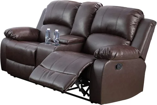 Vista 8 de Juego de muebles de cuero sintético para sala de estar, juego de sofá reclinable, sofá de dos plazas, juegos de muebles para sala de estar, sofá