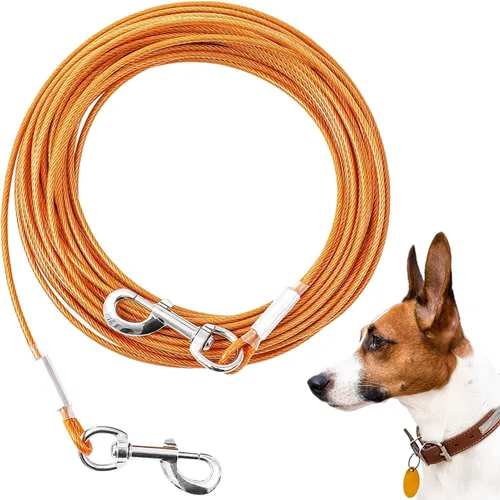 Vista 9 de Cable de Amarre para Perros, 10/20/30/50/100 Pies, Correas para Perros a Prueba de Mordidas para el Patio, Cable de Amarre Resistente para Perros