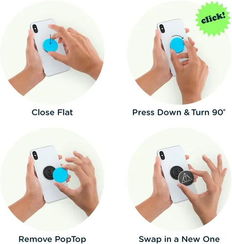 Vista 7 de PopSockets Agarre adhesivo para teléfono, soporte, soporte para teléfono, Harry Potter - Esmalte Deathly Hallows