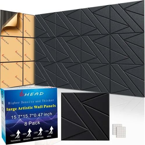Vista 30 de Paneles Acústicos de Pared Grandes 47.2"x23.6"x1.57" Paquete de 4, Paneles de Prueba de Sonido DIY 3D con Ondas para Paredes, Paneles de Pared