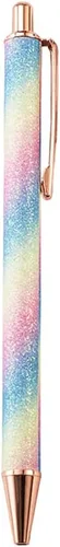 SEIWEI Ballpoint Pen Medium Point 1.0mm Glitter Sequin Crystal Pens Retractable Metal Pens for School Office Stationery Supplies (Rainbow Colors, 1