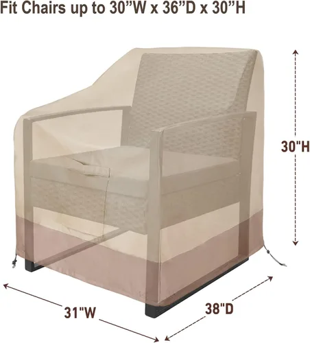 Vista 2 de Funda para silla de patio, resistente al agua, para exteriores, protección contra todo tipo de clima, funda para muebles de césped, paquete de 2