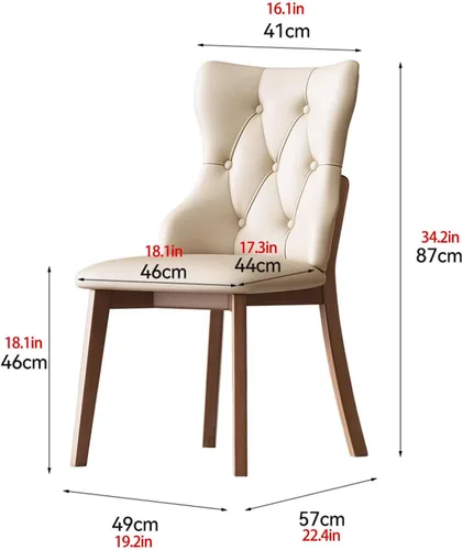 Vista 2 de Upholstered Dining Chairs with Backrest,Kitchen Chairs Leather,Living Room Chair with Wood Legs for Home, Restaurant, Hotel, Conference Room, Grey
