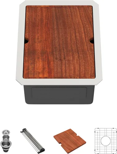 Lordear - Fregadero de barra de 12 pulgadas bajo montaje, estación de trabajo, calibre 16, T304, 12 x 15, acero inoxidable, fregadero de cocina de