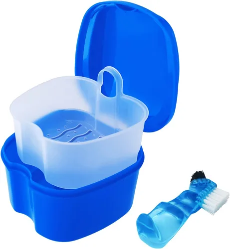 Vista 10 de Keedolla 2 Pack de lindos vasos para prótesis dental, contenedor de baño para remojar dientes falsos, contenedor de almacenamiento para prótesis