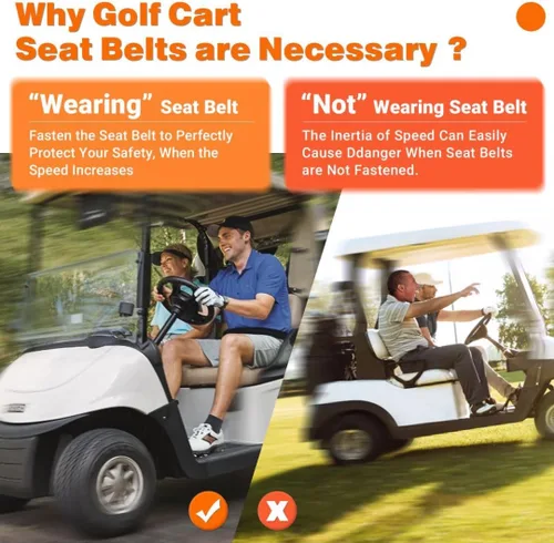 Vista 3 de Golf Cart Seat Belts, 40" Retractable Universal Seat Belts Kit for Club Car EZGO Yamaha 2 Set/4 Set