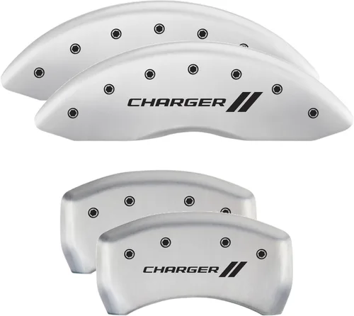 Vista 51 de MGP Caliper Covers 12162SCLBBK - Juego de 4 fundas de freno negras para Dodge Challenger 2011-2020 (pinza delantera de pistón dual) grabadas