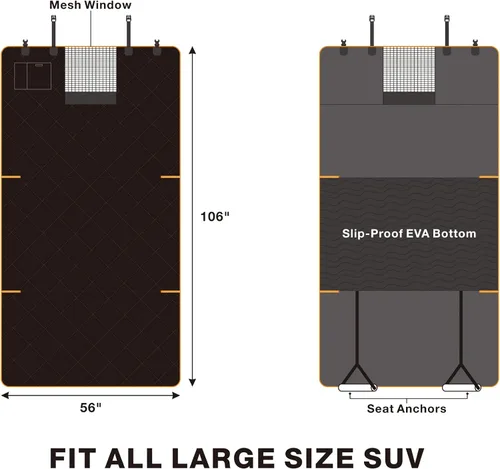 Vista 7 de iBuddy Forro de carga impermeable para perros SUV grande con ventana de malla gruesa, resistente, antiarañazos, XL, SUV, forro de carga