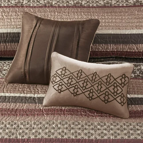 Vista 13 de Madison Park - Juego de edredón lujoso con diseño de rayas jacquard, para todas las estaciones, ligera, almohada decorativa, KingCal King