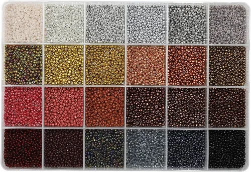Vista 14 de Cuentas de semillas de vidrio 11/0 Aproximadamente 14800 piezas 24 colores 2 mm Cuentas sueltas de semillas Kit para hacer pulseras con caja