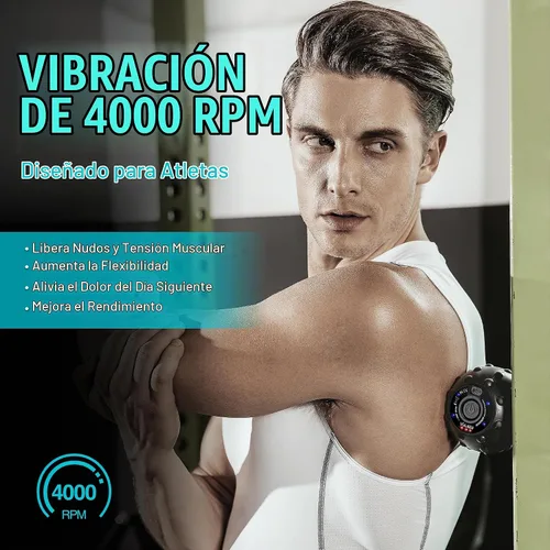 Vista 4 de Bola de Masaje Vibratória Vulken para Recuperación Muscular con SphereStrap – Objetivo Áreas de Difícil Acceso, Masaje de Espalda Sin Manos. Bola