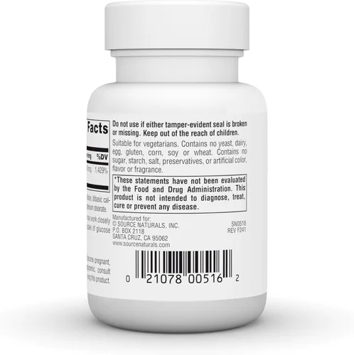 Vista 3 de Source Naturals Ultra Cromo Picolinato 500 Levadura Libre de CromoCromio, Suplemento Dietético Vegetariano, 500 mcg - 120 Tabletas