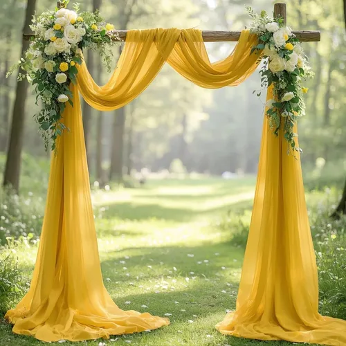 Vista 10 de Cortinas de gasa con diseño de arco de boda, 1 panel de gasa para techo, cortinas de boda para techo, bufanda, arcos de boda para ceremonia