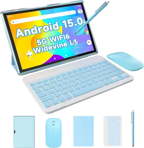 ATOZEE Tablet de 10 Pulgadas 2 en 1 Android 14 con Teclado Tabletas de 10 Pulgadas, Incluye Ratón Lápiz Capacitivo Funda, 6000mAh 6GB+32GB ROM 1TB