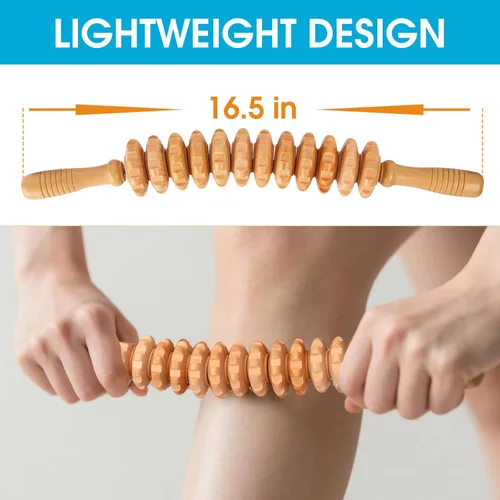 Vista 6 de Rodillo de masaje de madera para cintura, muslo y espalda, herramientas de masaje de terapia de madera, rodillo de celulitis, para drenaje