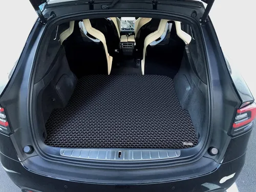 Vista 16 de TOUGHPRO Accesorios para alfombrillas de piso de 1ª + 2ª + 3ª fila para Tesla Model X de 6 plazas, resistente para todo tipo de clima, goma negra
