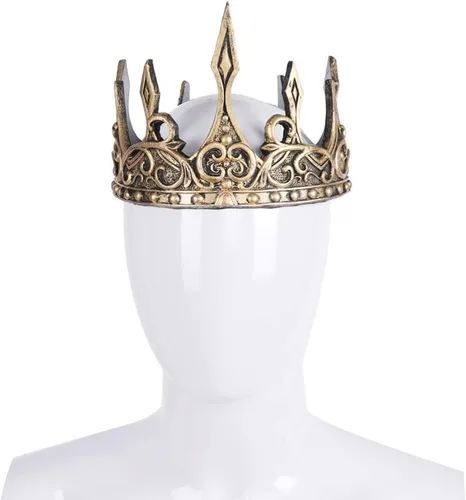 Vista 3 de Liatunou Corona de rey real, tiara ajustable del príncipe coronario, accesorios de disfraz de rey medieval para adultos