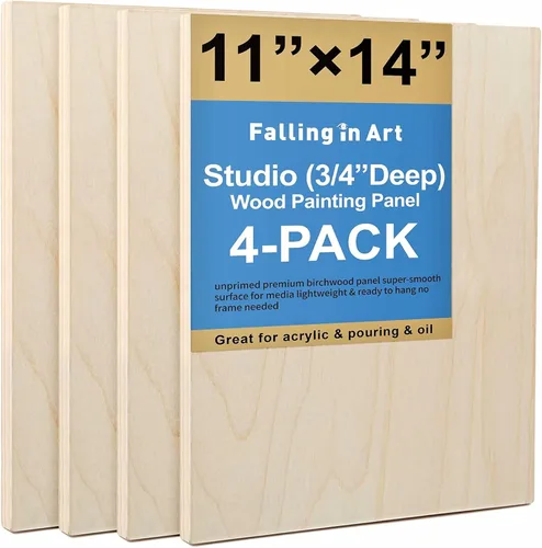 Vista 13 de Falling in Art Kit de paneles de madera de abedul sin terminar para pintura, lienzo de madera, paquete de 4 unidades de 4 x 4 pulgadas de estudio