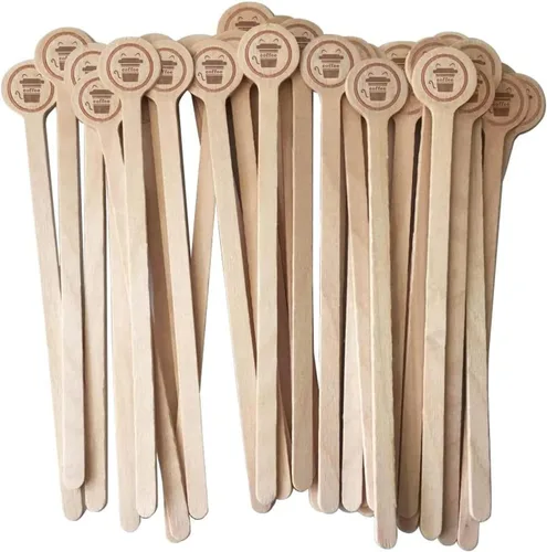 Paquete de 100 agitadores de café desechables de madera con extremos redondos, desechables, respetuosos con el medio ambiente, biodegradables, grado