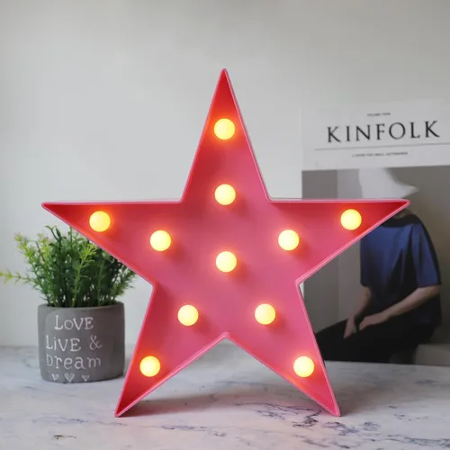 Vista 2 de Luces nocturnas LED de marquesina, funciona con pilas, lámpara de mesa de escritorio en forma de estrella para niños, bebé, niño, regalo de niña