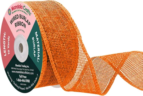 Vista 163 de Mandala Crafts Cinta de arpillera amarilla con alambre para corona, cinta de arpillera amarilla de yute natural rústico de 2 pulgadas de ancho, 10