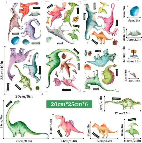 Vista 7 de Calcomanías de dinosaurios que brillan en la oscuridad, pegatinas luminosas para el techo, decoración para dormitorio de niños, gran decoración