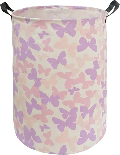 Cesta de almacenamiento de mariposa, cesta de lona para ropa de bebé, color rosa, para decoración de habitación de niños y niñas