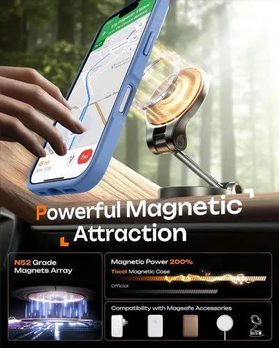 Vista 936 de TOCOL Funda para iPhone 11, compatible con Magsafe, protección completa de cámara, imanes integrados, protección contra caídas, funda translúcida
