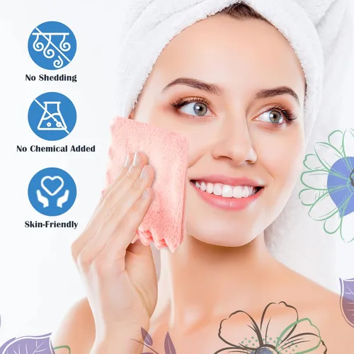 Vista 3 de Orighty Paños removedores de maquillaje, limpiadores, reutilizables, suaves y lavables, de microfibra de vellón coral, para cara, ojos, labios
