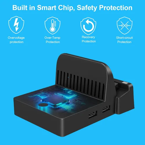 Vista 6 de Switch TV Dock, Mini Switch portátil estación de acoplamiento de repuesto para Nintendo Switch Dock, conmutador compacto a adaptador HDMI con puerto