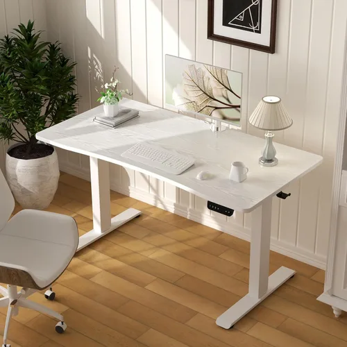 Vista 2 de Veken - Escritorio eléctrico de pie de 47.2 x 23.6 pulgadas con altura ajustable, mesa de computadora para sentarse o estar de pie para estudio
