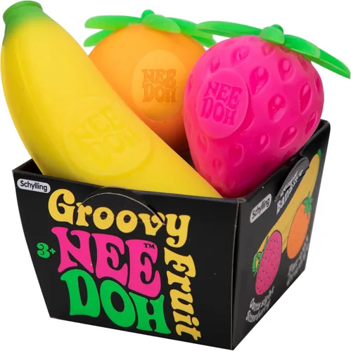Schylling NeeDoh Groovy Fruit - Juguete sensorial para ansiedad, múltiples formas, para edades de 3 a adulto (paquete de 1)