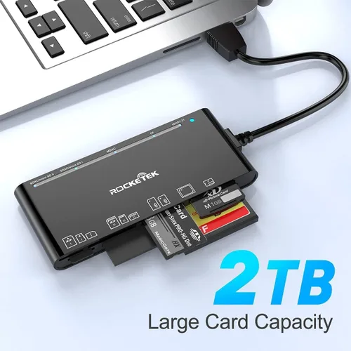 Vista 5 de Lector de tarjetas SD USB 3.0, lector de tarjetas de memoria múltiple 7 en 1 para SD SDXC SDHC Micro SD CF MS MMC cámara de memoria Lector